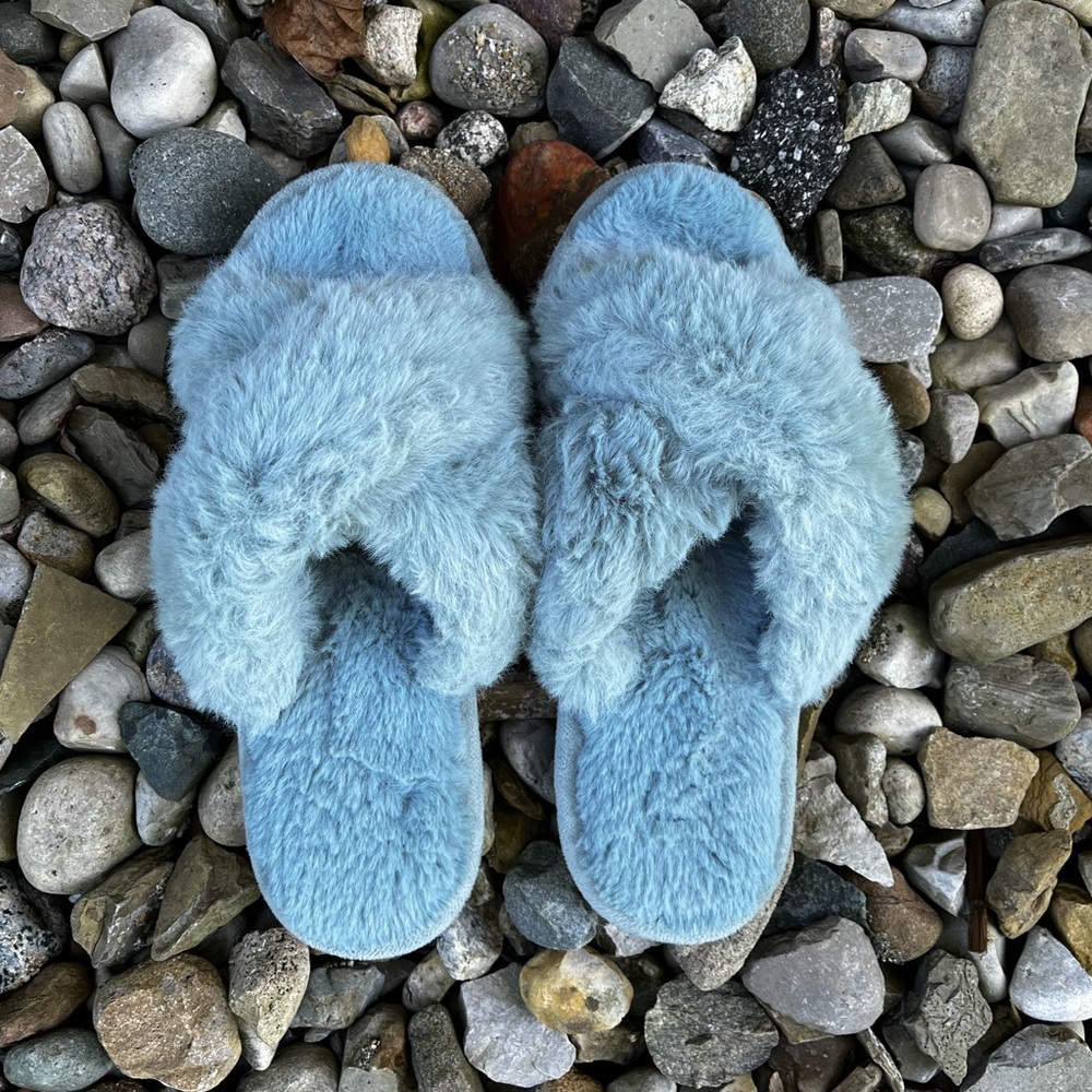 Mint Green Fluffy Plush Slide Slippers / Scuffs